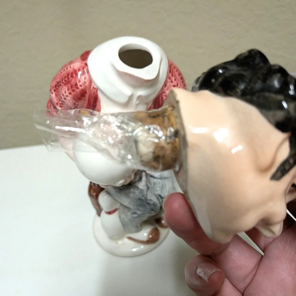 Vintage Ceramic Decanter Bowler Man Liquor Bottle Figural Bar Decor‎